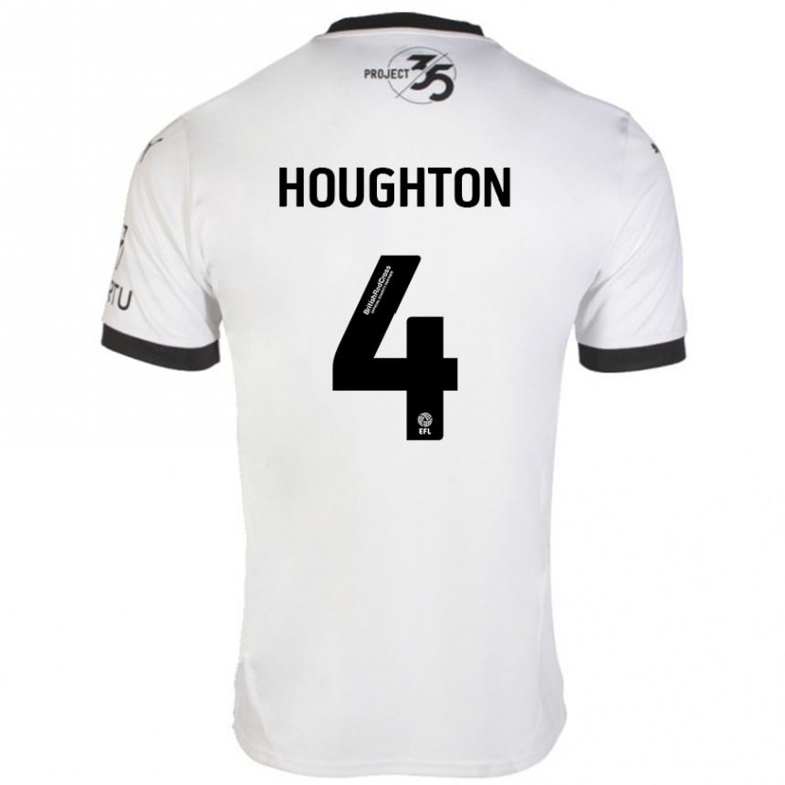 Kinder Fußball Jordan Houghton #4 Weiß Schwarz Auswärtstrikot Trikot 2024/25 T-Shirt Luxemburg