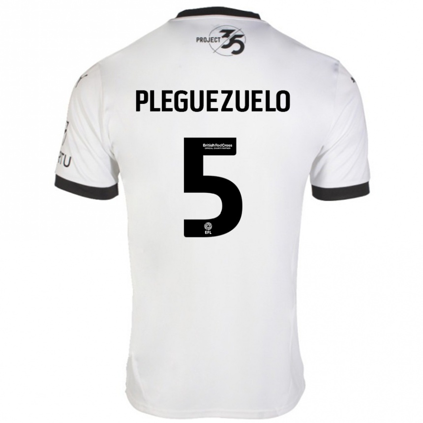 Kinder Fußball Julio Pleguezuelo #5 Weiß Schwarz Auswärtstrikot Trikot 2024/25 T-Shirt Luxemburg