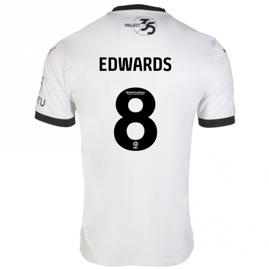 Kinder Fußball Joe Edwards #8 Weiß Schwarz Auswärtstrikot Trikot 2024/25 T-Shirt Luxemburg