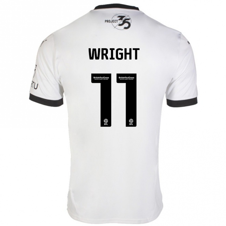 Kinder Fußball Callum Wright #11 Weiß Schwarz Auswärtstrikot Trikot 2024/25 T-Shirt Luxemburg