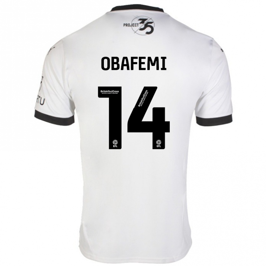 Kinder Fußball Michael Obafemi #14 Weiß Schwarz Auswärtstrikot Trikot 2024/25 T-Shirt Luxemburg