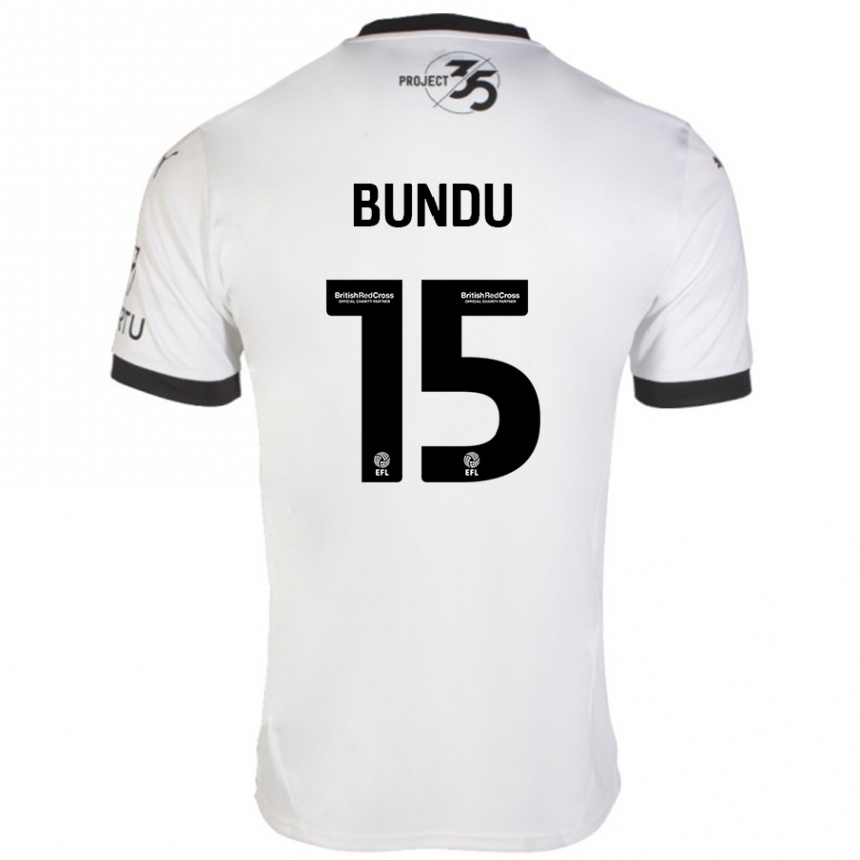 Kinder Fußball Mustapha Bundu #15 Weiß Schwarz Auswärtstrikot Trikot 2024/25 T-Shirt Luxemburg