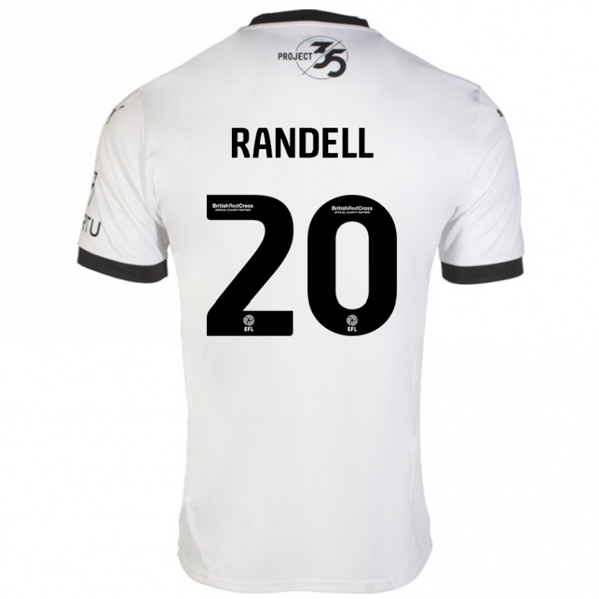 Kinder Fußball Adam Randell #20 Weiß Schwarz Auswärtstrikot Trikot 2024/25 T-Shirt Luxemburg