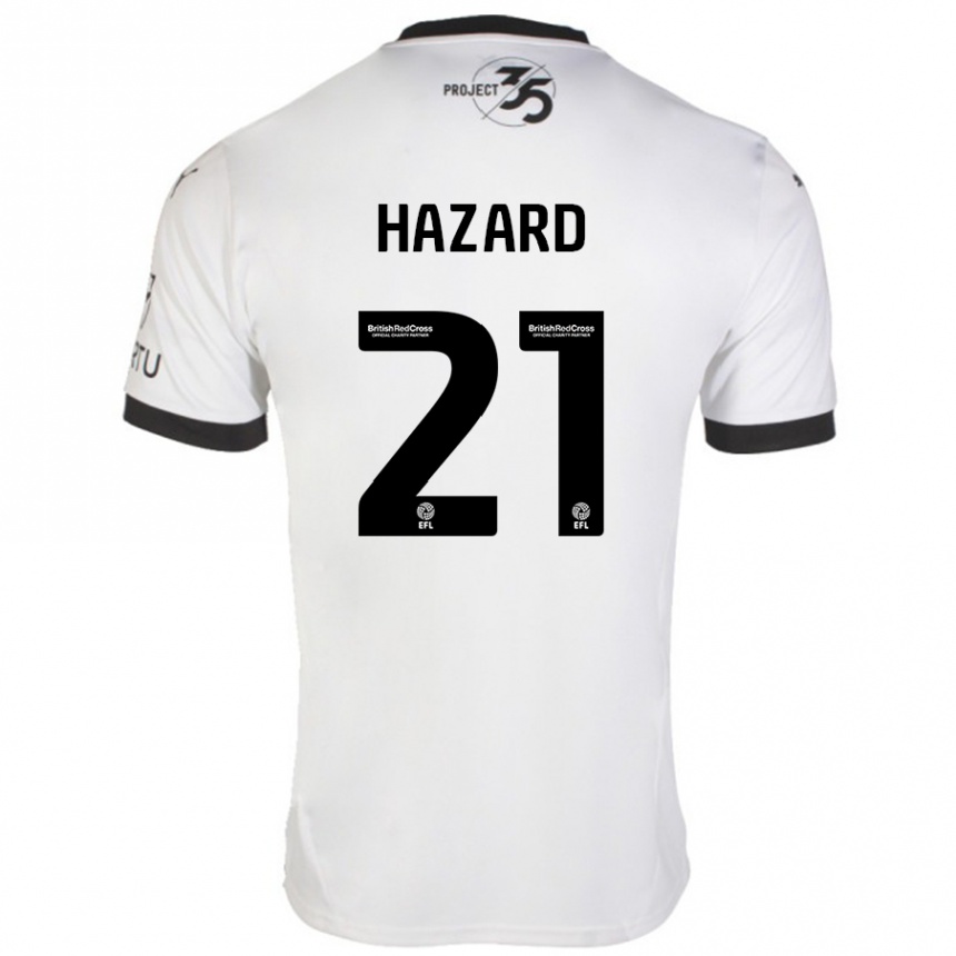 Kinder Fußball Conor Hazard #21 Weiß Schwarz Auswärtstrikot Trikot 2024/25 T-Shirt Luxemburg