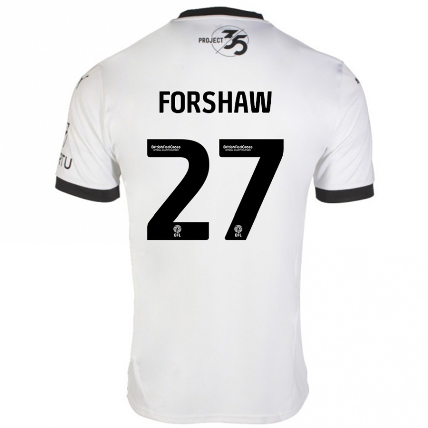 Kinder Fußball Adam Forshaw #27 Weiß Schwarz Auswärtstrikot Trikot 2024/25 T-Shirt Luxemburg