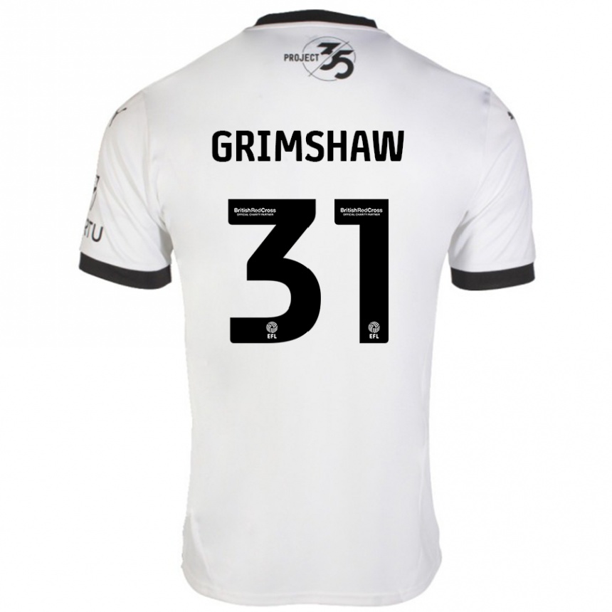 Kinder Fußball Daniel Grimshaw #31 Weiß Schwarz Auswärtstrikot Trikot 2024/25 T-Shirt Luxemburg