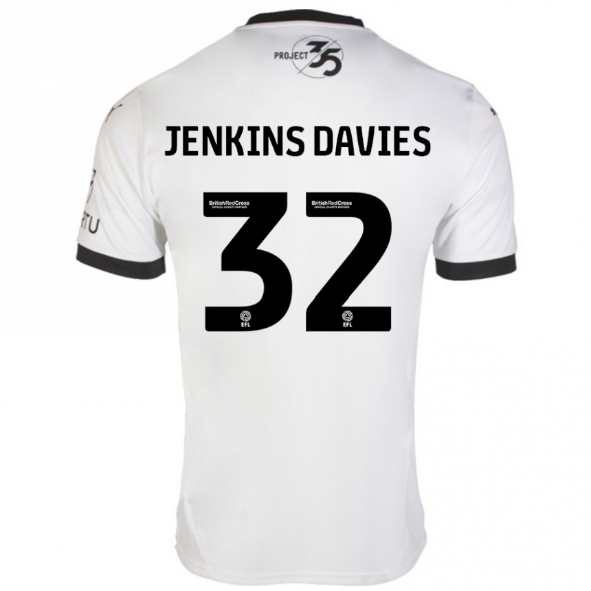 Kinder Fußball Will Jenkins-Davies #32 Weiß Schwarz Auswärtstrikot Trikot 2024/25 T-Shirt Luxemburg