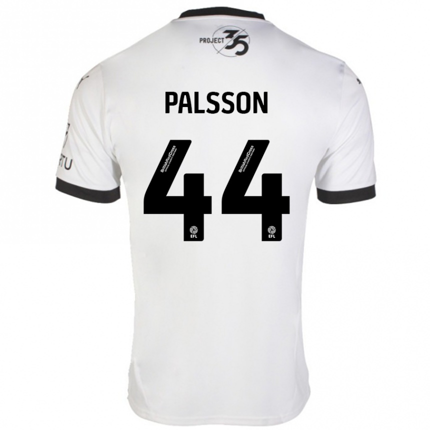 Kinder Fußball Victor Pálsson #44 Weiß Schwarz Auswärtstrikot Trikot 2024/25 T-Shirt Luxemburg