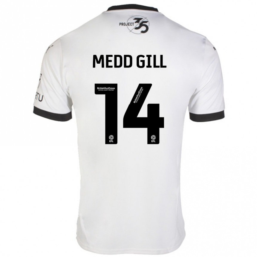 Kinder Fußball Tamsin Medd-Gill #14 Weiß Schwarz Auswärtstrikot Trikot 2024/25 T-Shirt Luxemburg