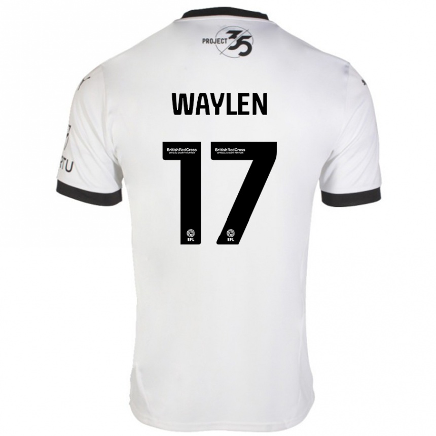 Kinder Fußball Libby Waylen #17 Weiß Schwarz Auswärtstrikot Trikot 2024/25 T-Shirt Luxemburg