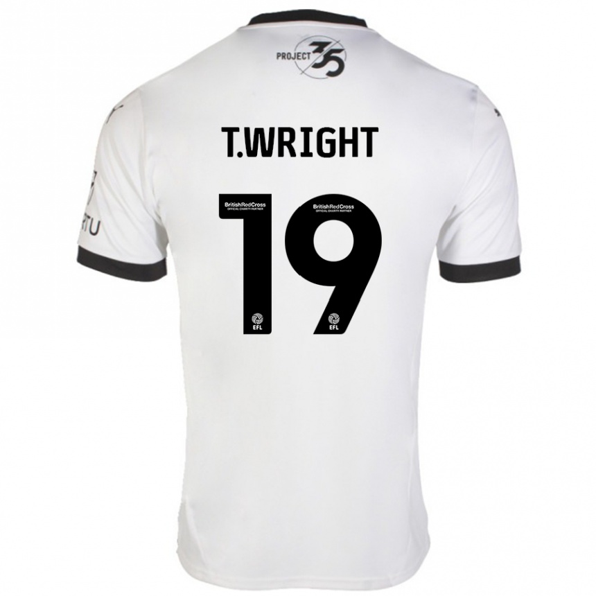 Kinder Fußball Tyreik Wright #19 Weiß Schwarz Auswärtstrikot Trikot 2024/25 T-Shirt Luxemburg