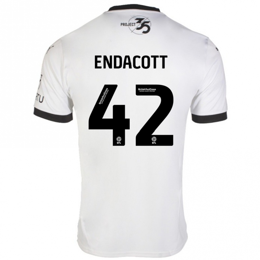 Kinder Fußball Jack Endacott #42 Weiß Schwarz Auswärtstrikot Trikot 2024/25 T-Shirt Luxemburg