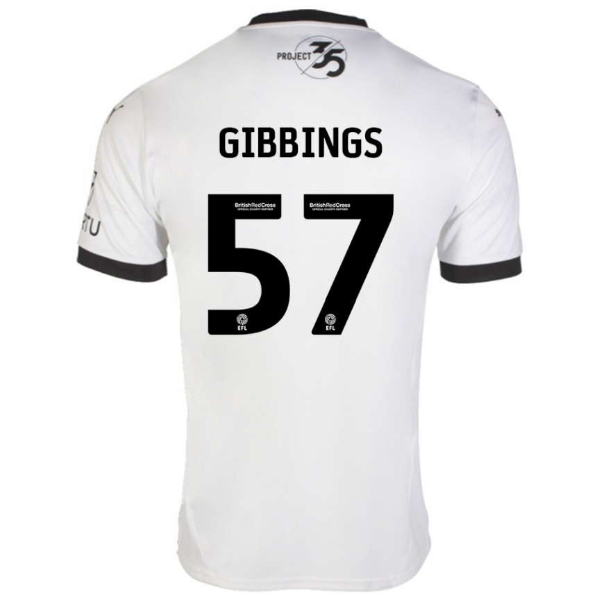 Kinder Fußball Cole Gibbings #57 Weiß Schwarz Auswärtstrikot Trikot 2024/25 T-Shirt Luxemburg