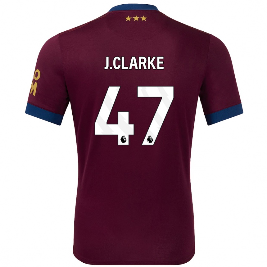 Kinder Fußball Jack Clarke #47 Braun Auswärtstrikot Trikot 2024/25 T-Shirt Luxemburg