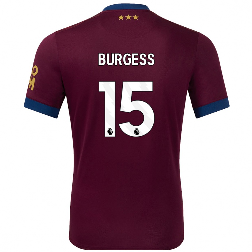 Kinder Fußball Cameron Burgess #15 Braun Auswärtstrikot Trikot 2024/25 T-Shirt Luxemburg