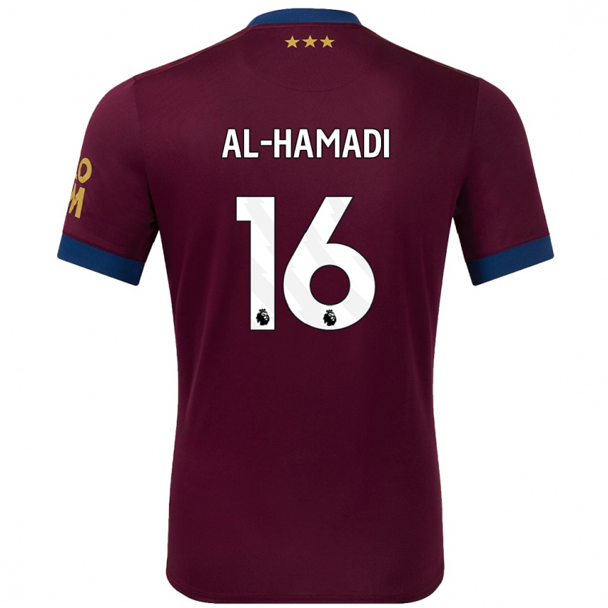 Kinder Fußball Ali Al-Hamadi #16 Braun Auswärtstrikot Trikot 2024/25 T-Shirt Luxemburg