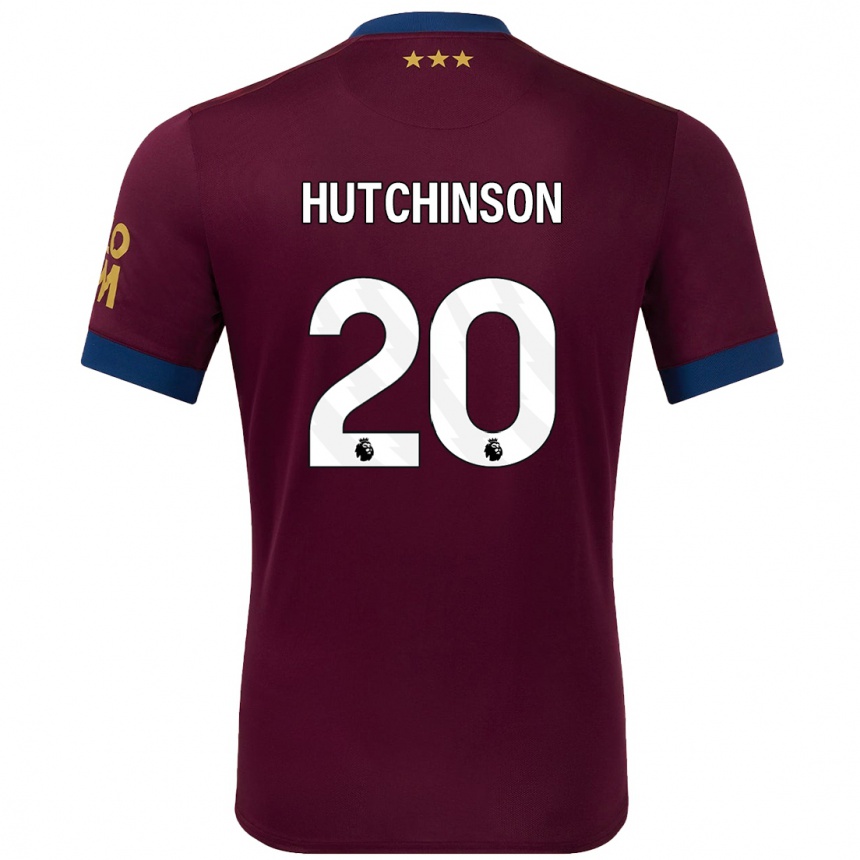 Kinder Fußball Omari Hutchinson #20 Braun Auswärtstrikot Trikot 2024/25 T-Shirt Luxemburg