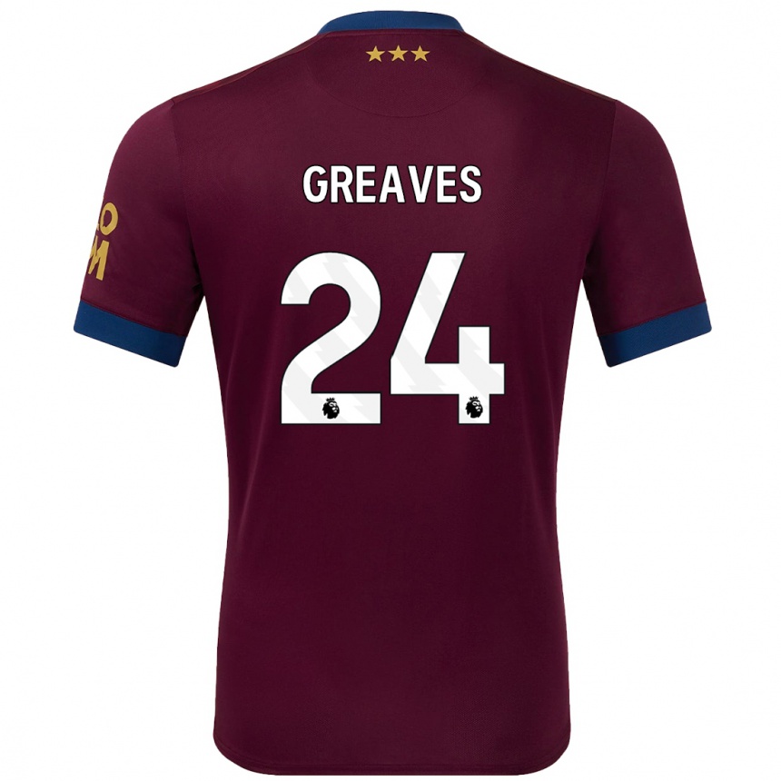 Kinder Fußball Jacob Greaves #24 Braun Auswärtstrikot Trikot 2024/25 T-Shirt Luxemburg