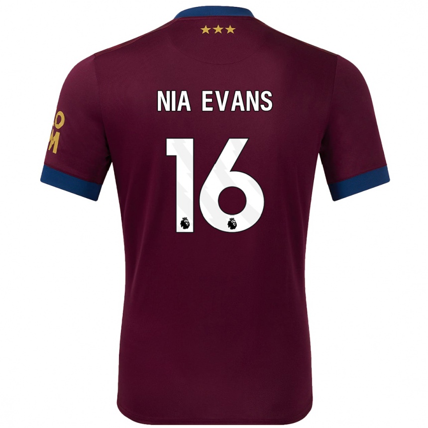 Kinder Fußball Nia Evans #16 Braun Auswärtstrikot Trikot 2024/25 T-Shirt Luxemburg