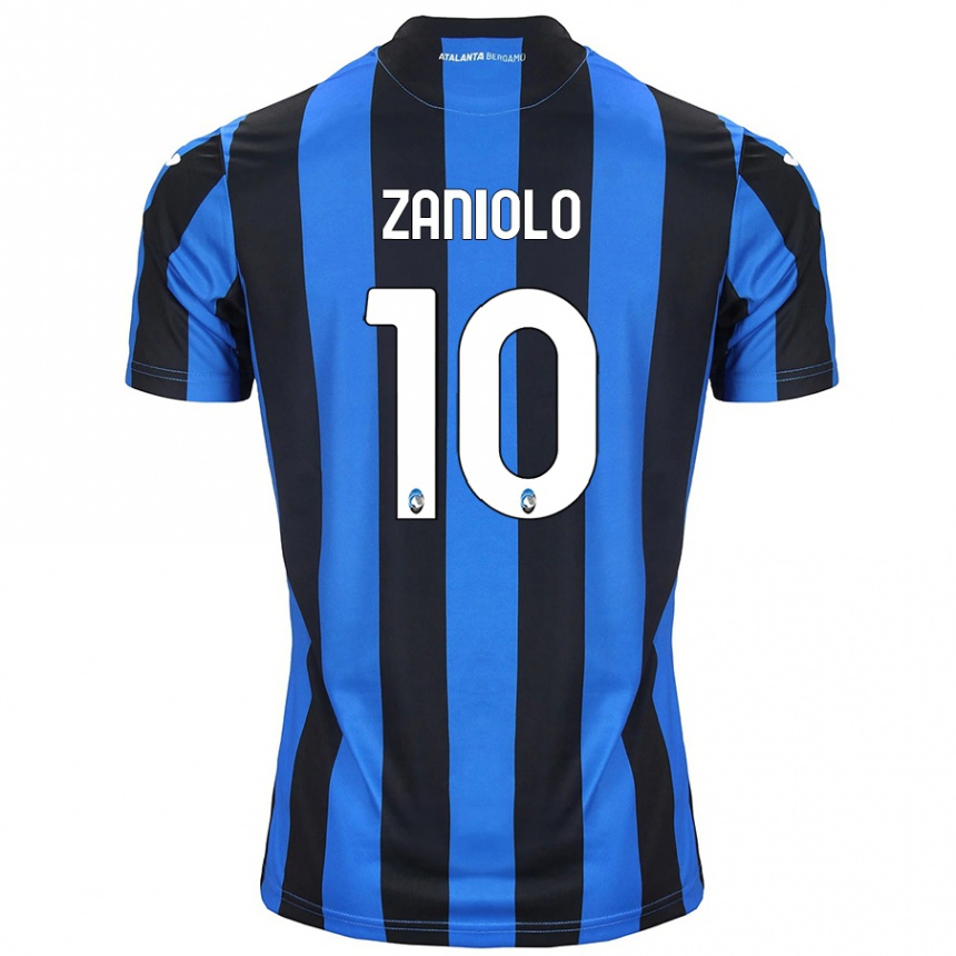 Herren Fußball Nicolo Zaniolo #10 Blau Schwarz Heimtrikot Trikot 2024/25 T-Shirt Luxemburg