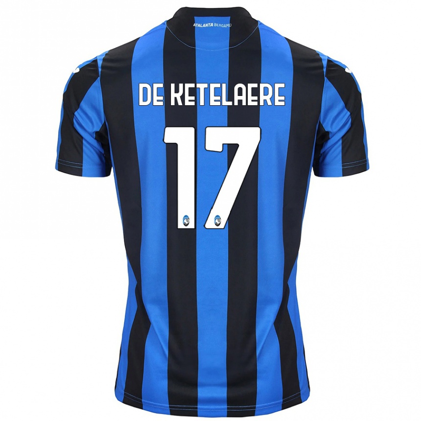 Herren Fußball Charles De Ketelaere #17 Blau Schwarz Heimtrikot Trikot 2024/25 T-Shirt Luxemburg