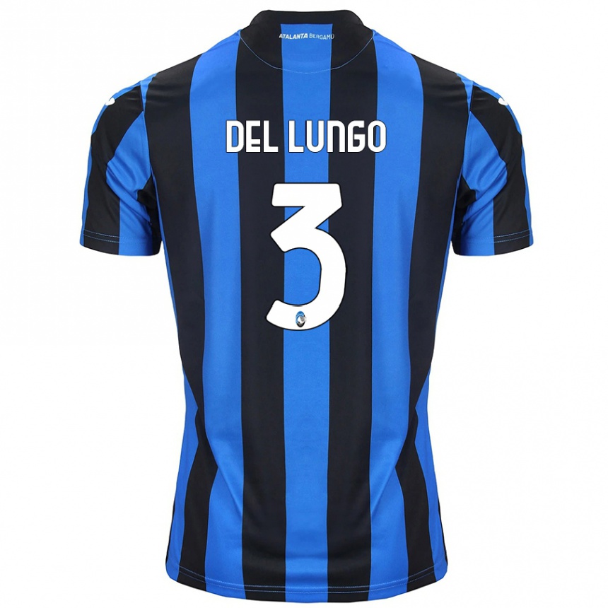 Herren Fußball Tommaso Del Lungo #3 Blau Schwarz Heimtrikot Trikot 2024/25 T-Shirt Luxemburg