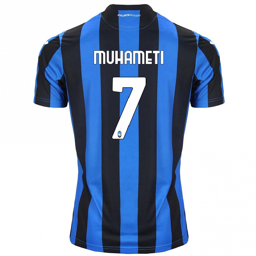 Herren Fußball Endri Muhameti #7 Blau Schwarz Heimtrikot Trikot 2024/25 T-Shirt Luxemburg