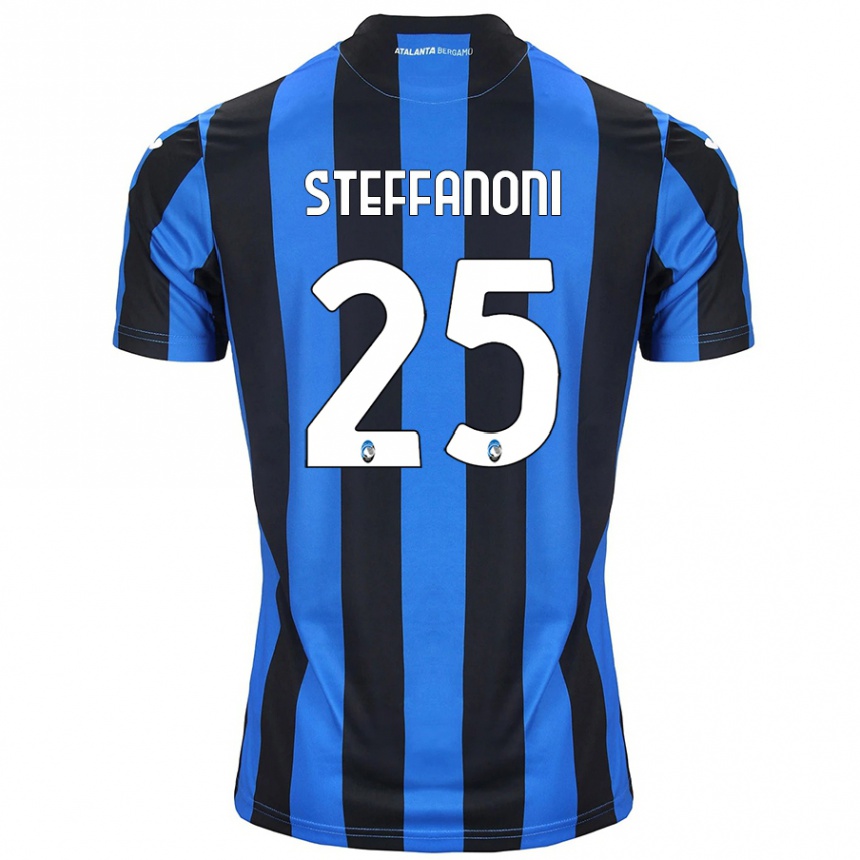 Herren Fußball Federico Steffanoni #25 Blau Schwarz Heimtrikot Trikot 2024/25 T-Shirt Luxemburg