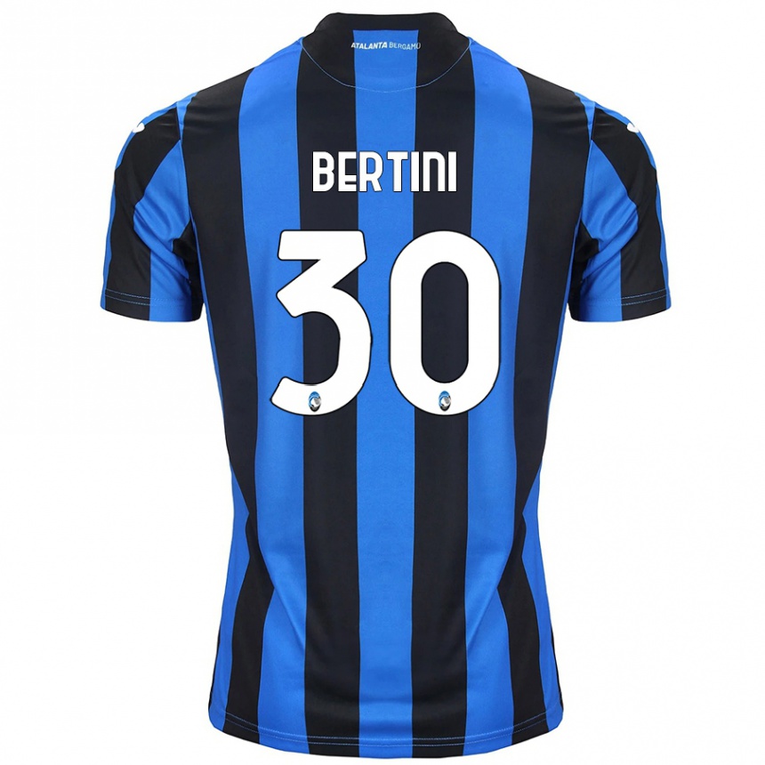 Herren Fußball Tommaso Bertini #30 Blau Schwarz Heimtrikot Trikot 2024/25 T-Shirt Luxemburg