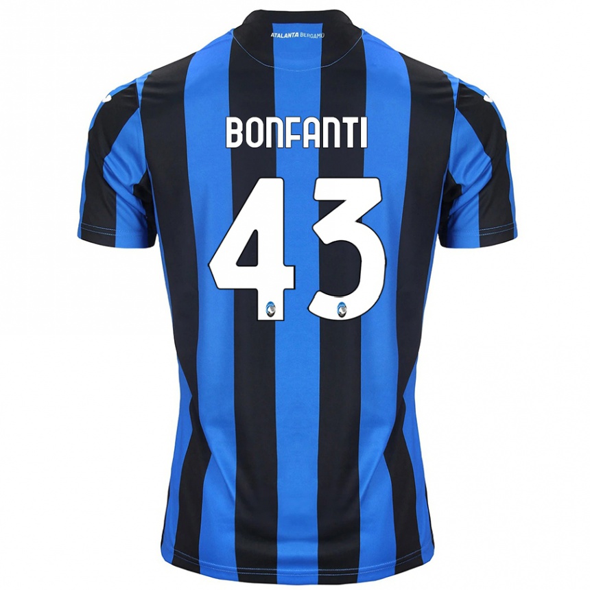 Herren Fußball Giovanni Bonfanti #43 Blau Schwarz Heimtrikot Trikot 2024/25 T-Shirt Luxemburg