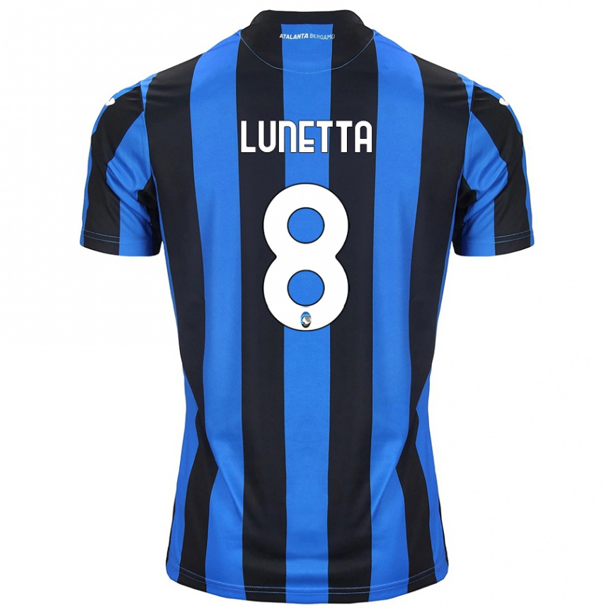 Herren Fußball Gabriel Lunetta #8 Blau Schwarz Heimtrikot Trikot 2024/25 T-Shirt Luxemburg