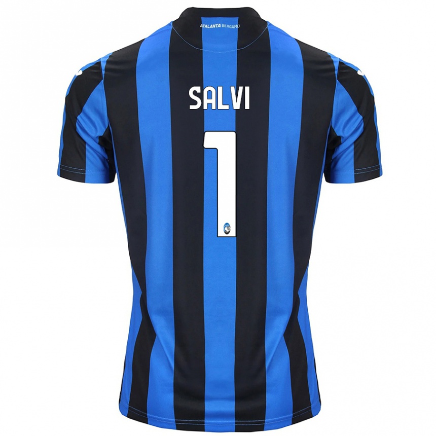 Herren Fußball Margherita Salvi #1 Blau Schwarz Heimtrikot Trikot 2024/25 T-Shirt Luxemburg