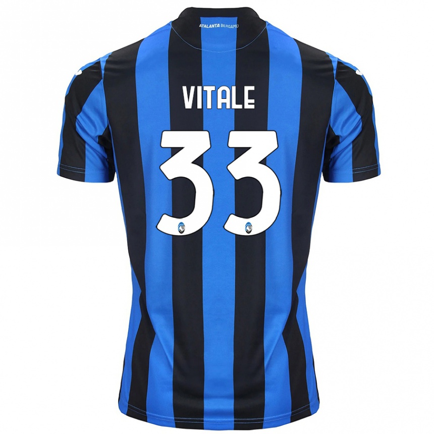 Herren Fußball Francesca Vitale #33 Blau Schwarz Heimtrikot Trikot 2024/25 T-Shirt Luxemburg