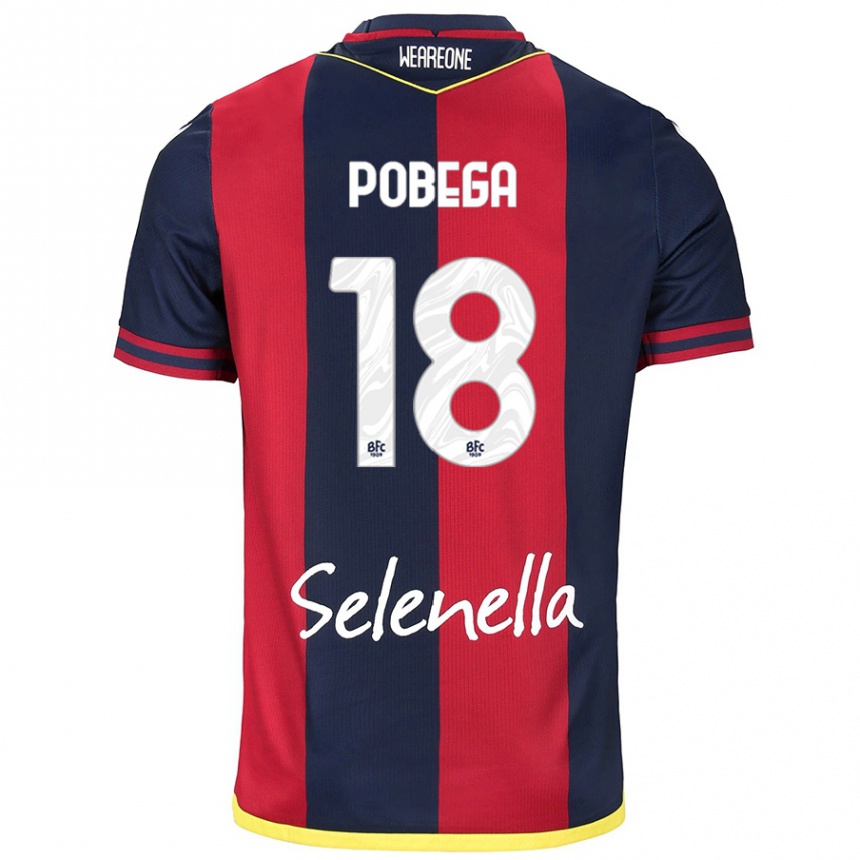 Herren Fußball Tommaso Pobega #18 Rot Königsblau Heimtrikot Trikot 2024/25 T-Shirt Luxemburg