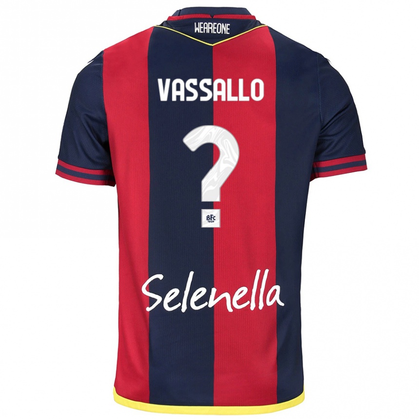 Herren Fußball Giacomo Vassallo #0 Rot Königsblau Heimtrikot Trikot 2024/25 T-Shirt Luxemburg