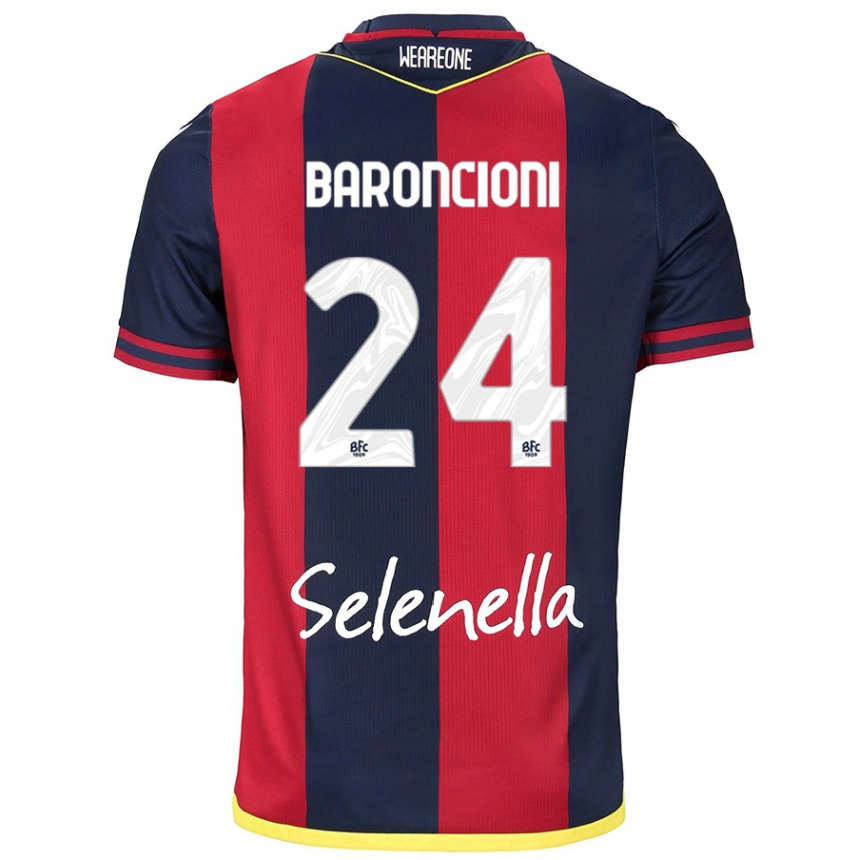 Herren Fußball Davide Baroncioni #24 Rot Königsblau Heimtrikot Trikot 2024/25 T-Shirt Luxemburg