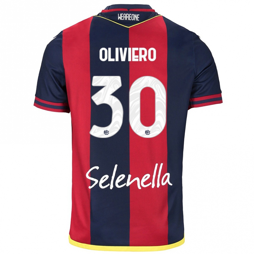 Herren Fußball Andrea Oliviero #30 Rot Königsblau Heimtrikot Trikot 2024/25 T-Shirt Luxemburg