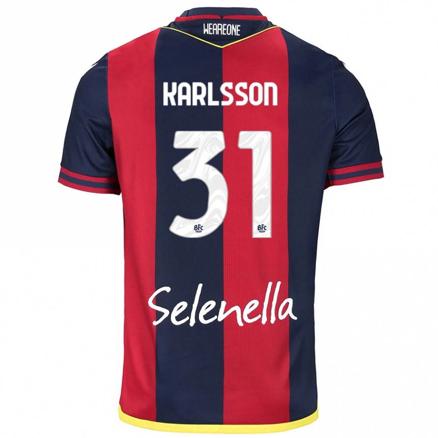 Herren Fußball Kazper Karlsson #31 Rot Königsblau Heimtrikot Trikot 2024/25 T-Shirt Luxemburg