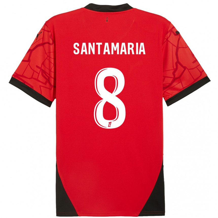 Herren Fußball Baptiste Santamaria #8 Rot Schwarz Heimtrikot Trikot 2024/25 T-Shirt Luxemburg