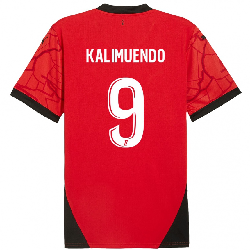 Herren Fußball Arnaud Kalimuendo #9 Rot Schwarz Heimtrikot Trikot 2024/25 T-Shirt Luxemburg