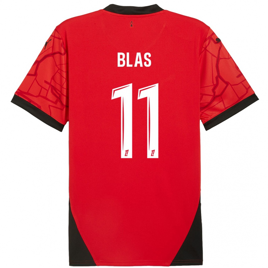 Herren Fußball Ludovic Blas #11 Rot Schwarz Heimtrikot Trikot 2024/25 T-Shirt Luxemburg