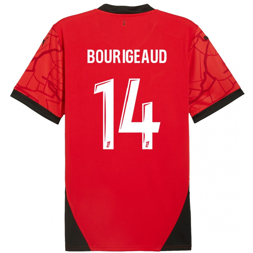 Herren Fußball Benjamin Bourigeaud #14 Rot Schwarz Heimtrikot Trikot 2024/25 T-Shirt Luxemburg