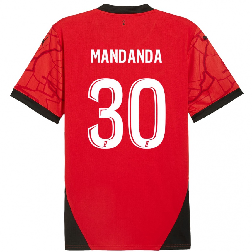 Herren Fußball Steve Mandanda #30 Rot Schwarz Heimtrikot Trikot 2024/25 T-Shirt Luxemburg