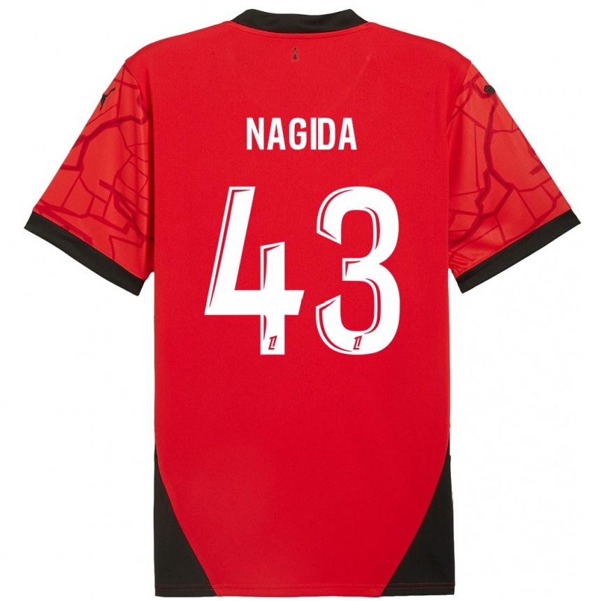 Herren Fußball Mahamadou Nagida #43 Rot Schwarz Heimtrikot Trikot 2024/25 T-Shirt Luxemburg