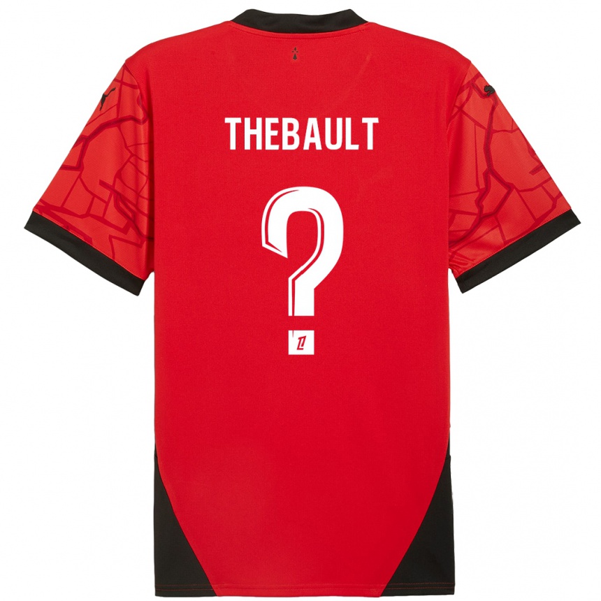 Herren Fußball Yaël Thébault #0 Rot Schwarz Heimtrikot Trikot 2024/25 T-Shirt Luxemburg