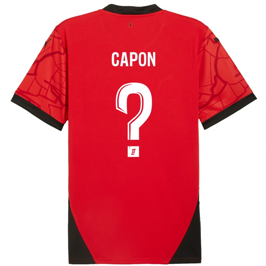 Herren Fußball José Capon #0 Rot Schwarz Heimtrikot Trikot 2024/25 T-Shirt Luxemburg