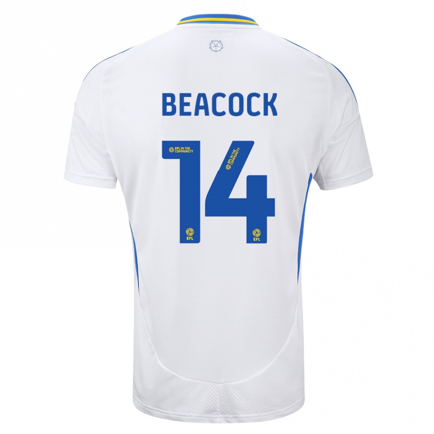 Herren Fußball Molly Beacock #14 Weiß Blau Heimtrikot Trikot 2024/25 T-Shirt Luxemburg