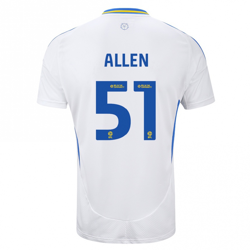 Herren Fußball Charlie Allen #51 Weiß Blau Heimtrikot Trikot 2024/25 T-Shirt Luxemburg