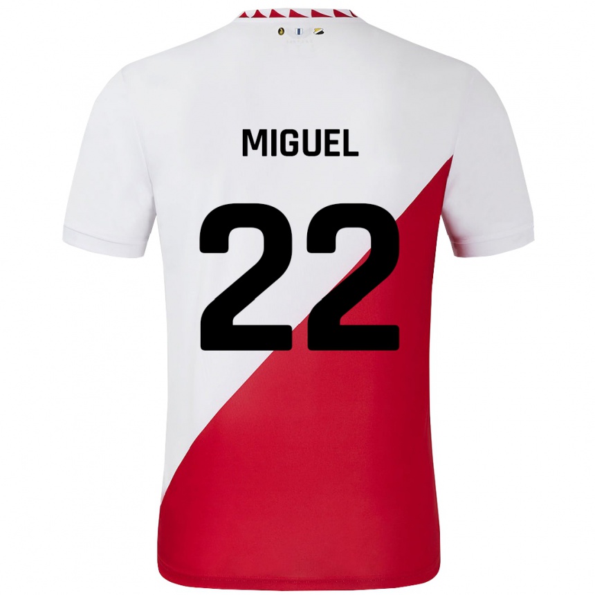 Herren Fußball Miguel Rodríguez #22 Weiß Rot Heimtrikot Trikot 2024/25 T-Shirt Luxemburg