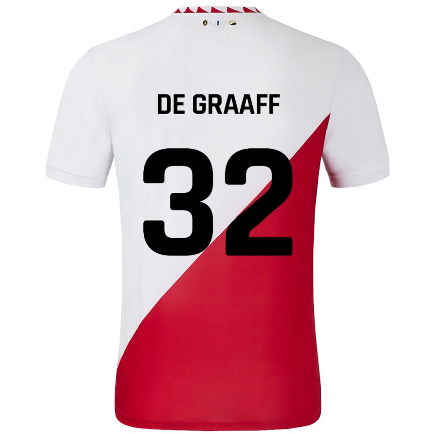 Herren Fußball Tom De Graaff #32 Weiß Rot Heimtrikot Trikot 2024/25 T-Shirt Luxemburg